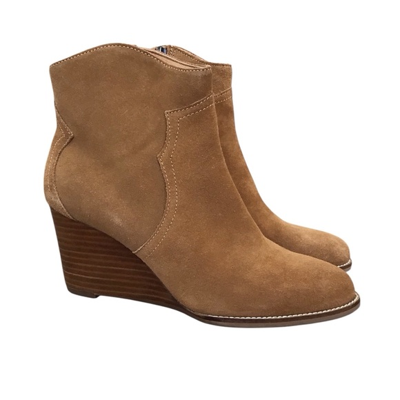 Andre Assous Sally Cognac Suede Wedge Ankle Bootie Size 8M - Picture 2 of 10